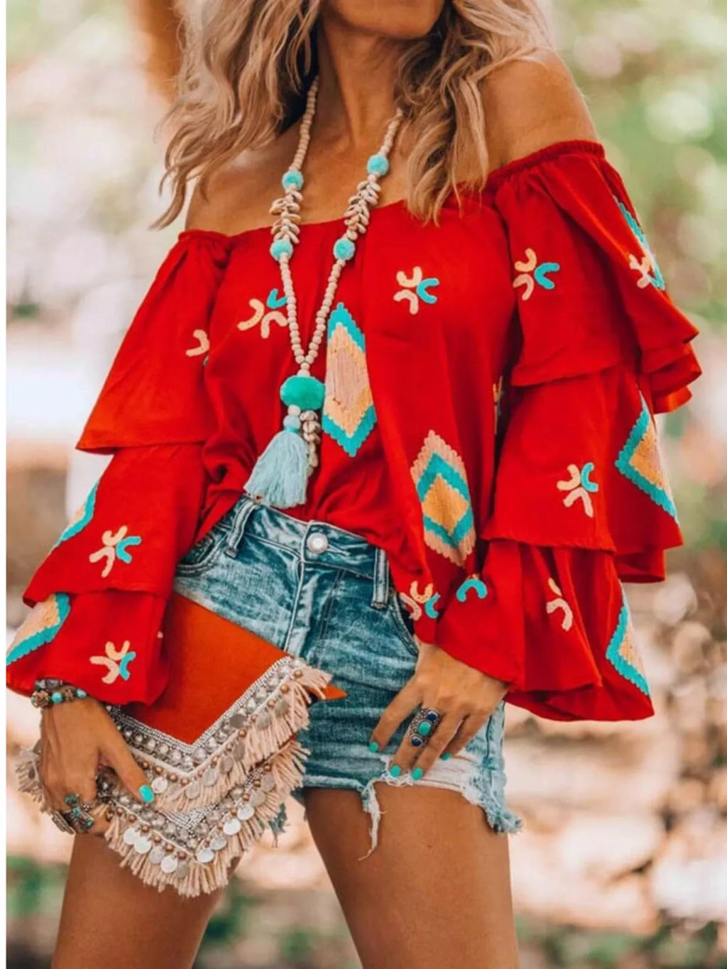 Full Size Off-Shoulder Ruffled Sleeve Blouse Plus Size