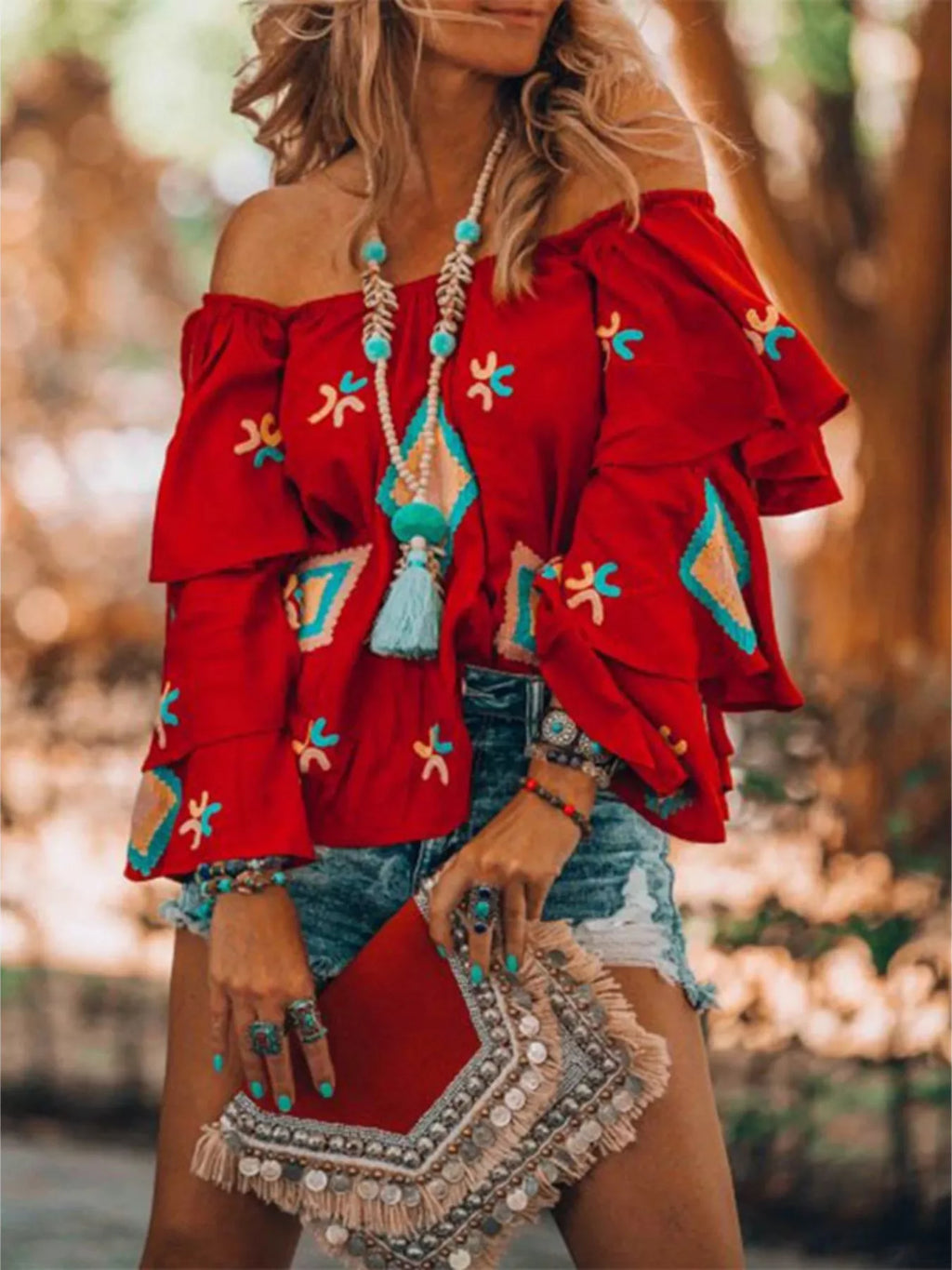 Full Size Off-Shoulder Ruffled Sleeve Blouse Plus Size