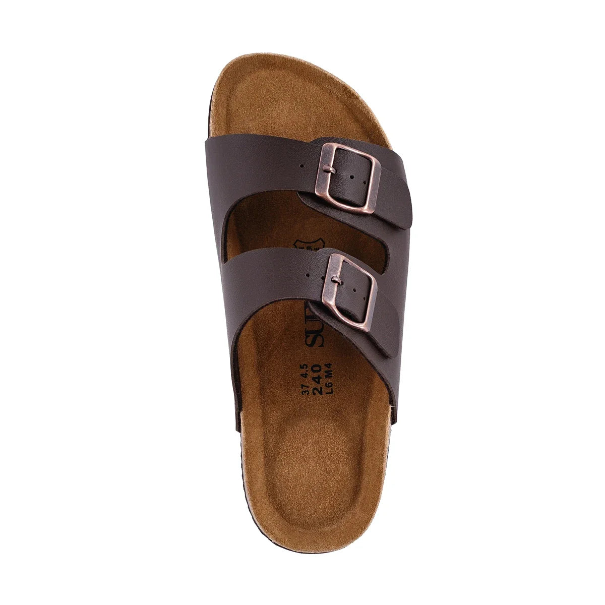 None Soft Footbed Leather Sandals Women Cork Casual Slippers