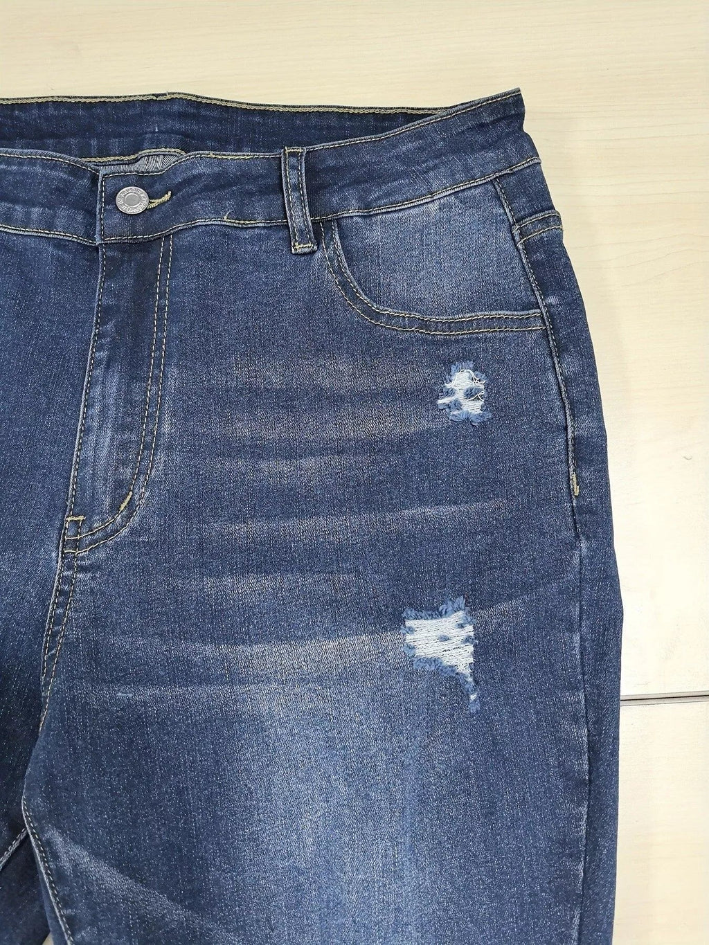 Plus Size Slim Fit Distressed Jeans